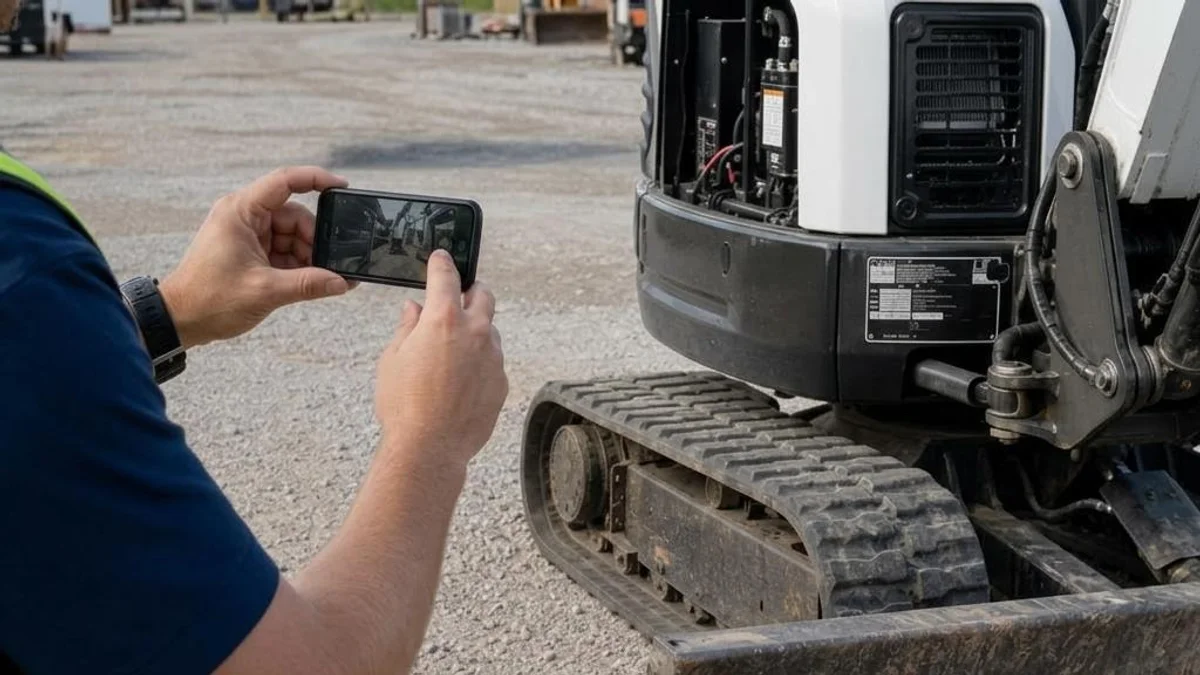 Illustrative scene of one inspector photographing equipment on-site